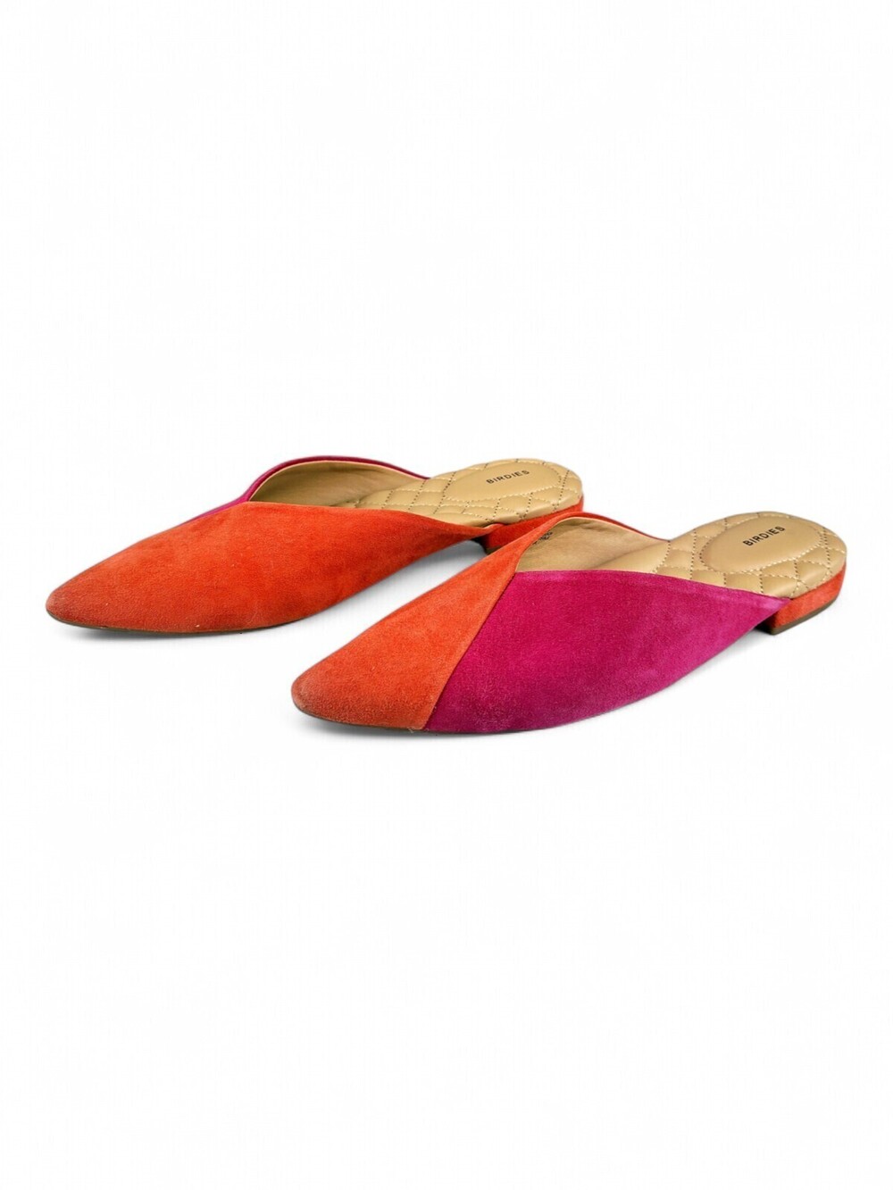 Birdies Pointed Toe Two-Tone Leather Mule Flats Sz 8